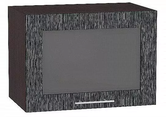 Шкаф верхний горизонтальный остекленный Валерия-М 500 Черный металлик дождь/Венге