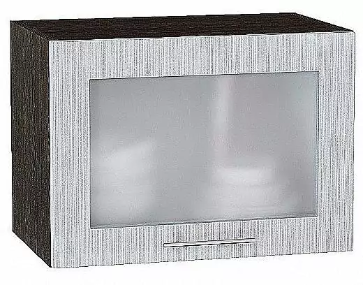 Шкаф верхний горизонтальный остекленный Валерия-М 500 Серый металлик дождь светлый/Венге