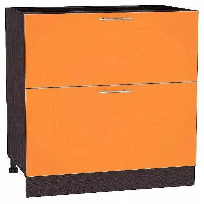 Шкаф нижний с 2-мя ящиками Валерия-М 800 Оранжевый глянец/Венге