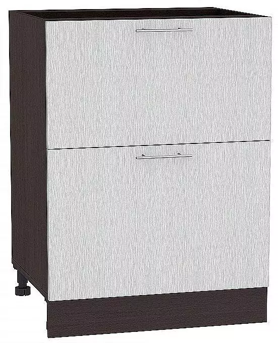 Шкаф нижний с 2-мя ящиками Валерия-М 600 Серый металлик дождь светлый/Венге
