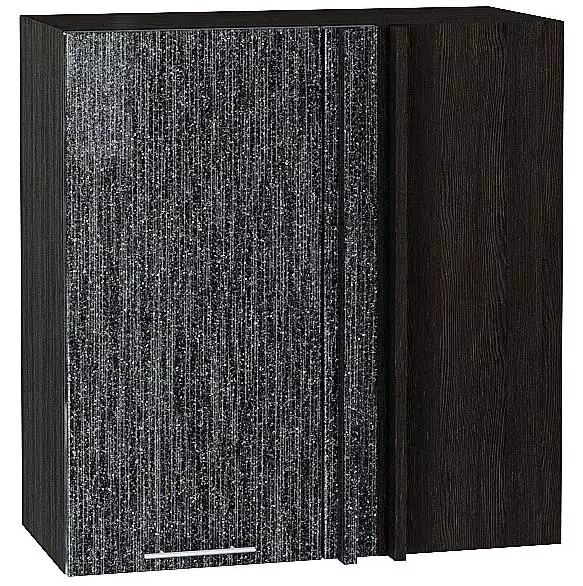 Шкаф верхний прямой угловой Валерия-М 720 Черный металлик дождь/Венге