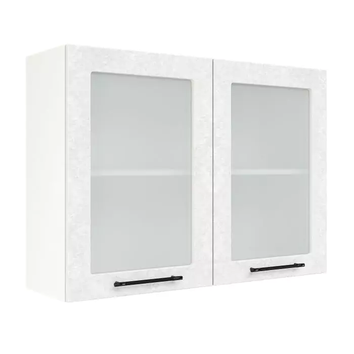 Шкаф верхний со стеклом ШВС 1000 "София" Нувель (бетон белый) дизайн 1