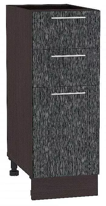 Шкаф нижний с 3-мя ящиками Валерия-М 300 Черный металлик дождь/Венге