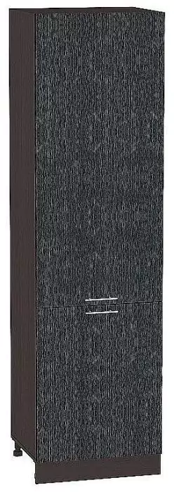 Шкаф пенал с 2-мя дверцами Валерия-М 600х2140 Черный металлик дождь/Венге