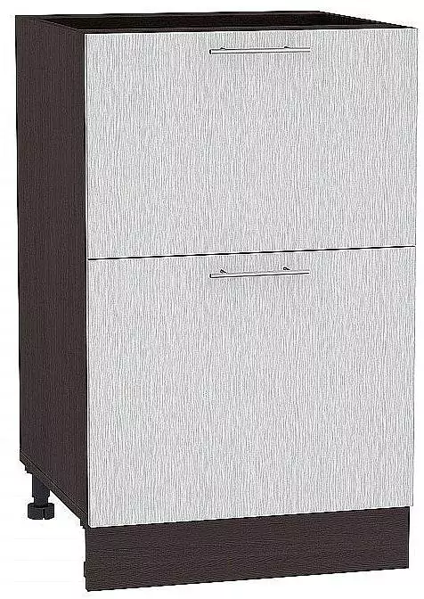 Шкаф нижний с 2-мя ящиками Валерия-М 500 Серый металлик дождь светлый/Венге