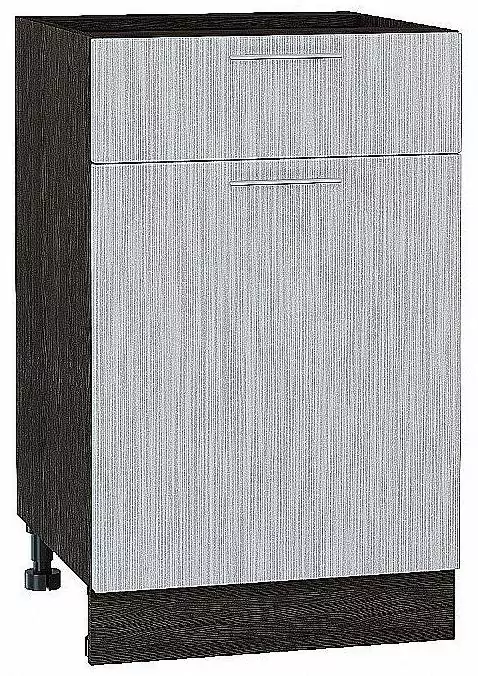 Шкаф нижний с 1-ой дверцей и ящиком Валерия-М 500 Серый металлик дождь светлый/Венге