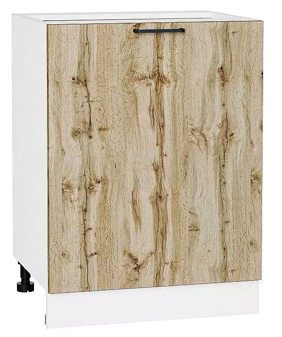 Шкаф нижний с 1-ой дверцей Флэт 600 Wotan Oak 2S/Белый
