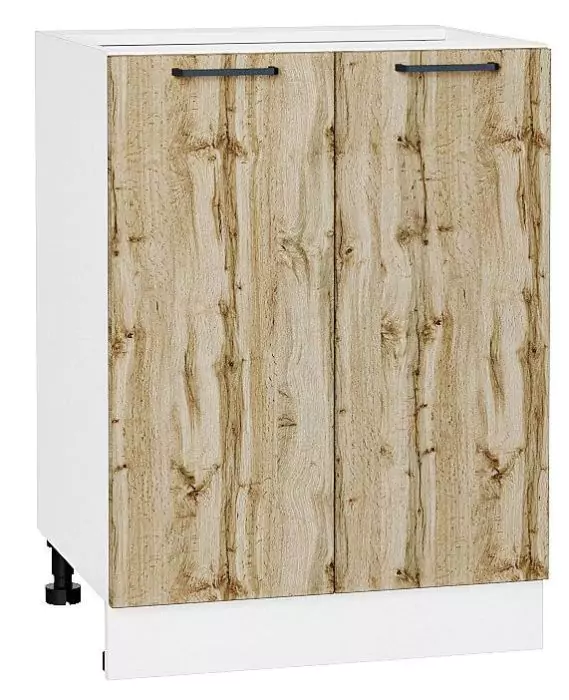 Шкаф нижний с 2-мя дверцами Флэт 600 Wotan Oak 2S/Белый