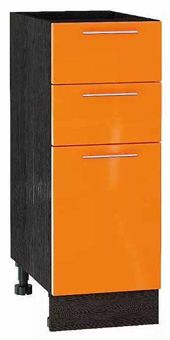 Шкаф нижний с 3-мя ящиками Валерия-М 300 Оранжевый глянец/Венге