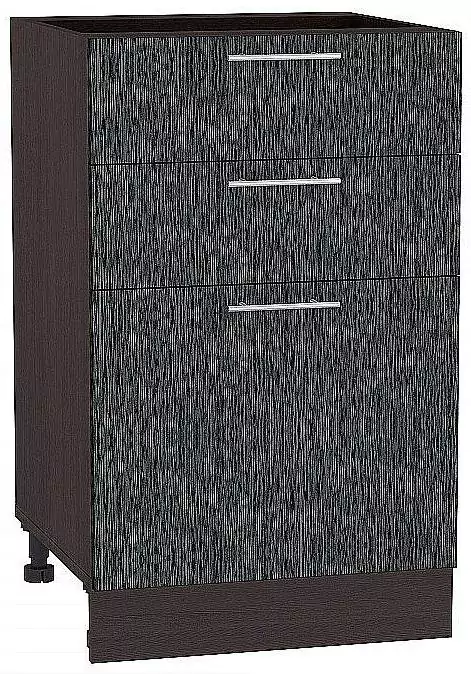 Шкаф нижний с 3-мя ящиками Валерия-М 500 Черный металлик дождь/Венге