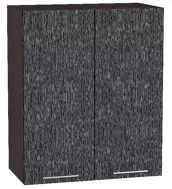 Шкаф верхний с 2-мя дверцами Валерия-М 720х600 Черный металлик дождь/Венге