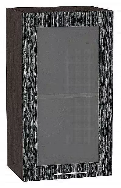 Шкаф верхний с 1-ой остекленной дверцей Валерия-М 720х400 Черный металлик дождь/Венге