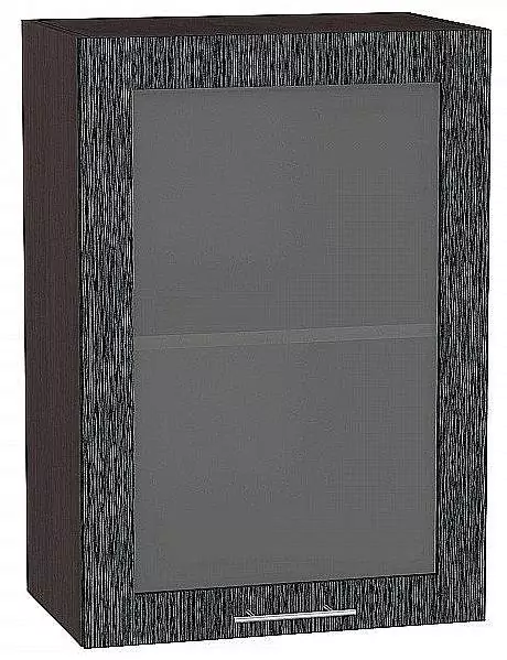 Шкаф верхний с 1-ой остекленной дверцей Валерия-М 720х500 Черный металлик дождь/Венге