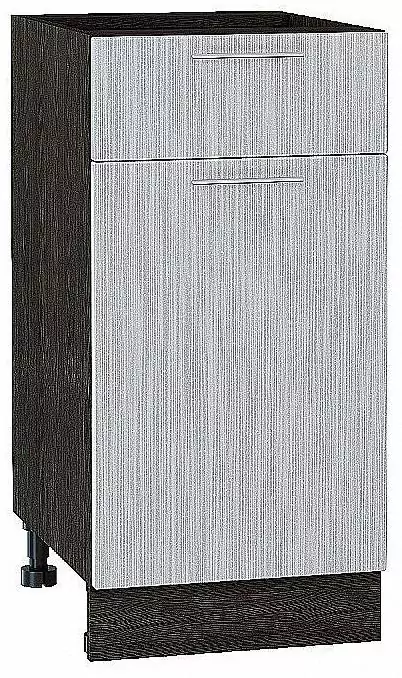 Шкаф нижний с 1-ой дверцей и ящиком Валерия-М 400 Серый металлик дождь светлый/Венге