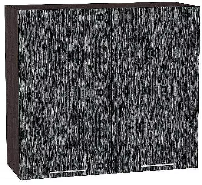 Шкаф верхний с 2-мя дверцами Валерия-М 920х800 Черный металлик дождь/Венге