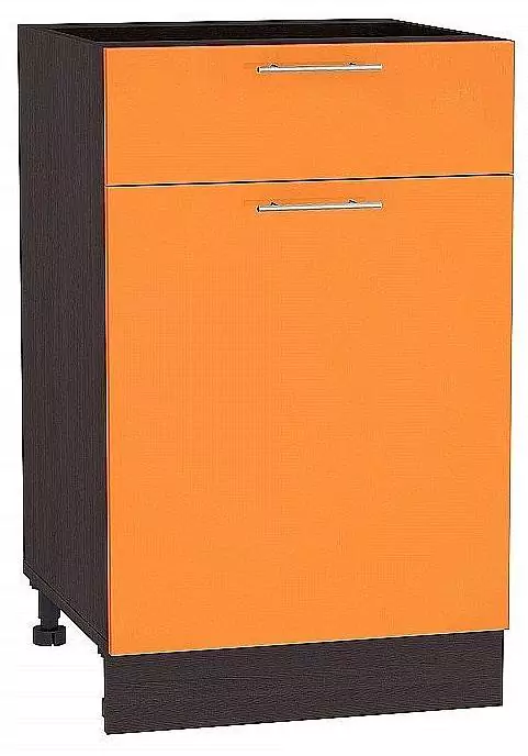 Шкаф нижний с 1-ой дверцей и ящиком Валерия-М 500 Оранжевый глянец/Венге