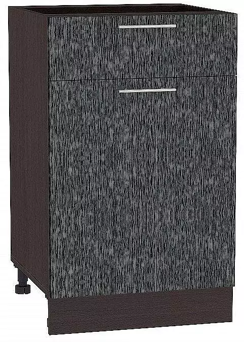 Шкаф нижний с 1-ой дверцей и ящиком Валерия-М 500 Черный металлик дождь/Венге