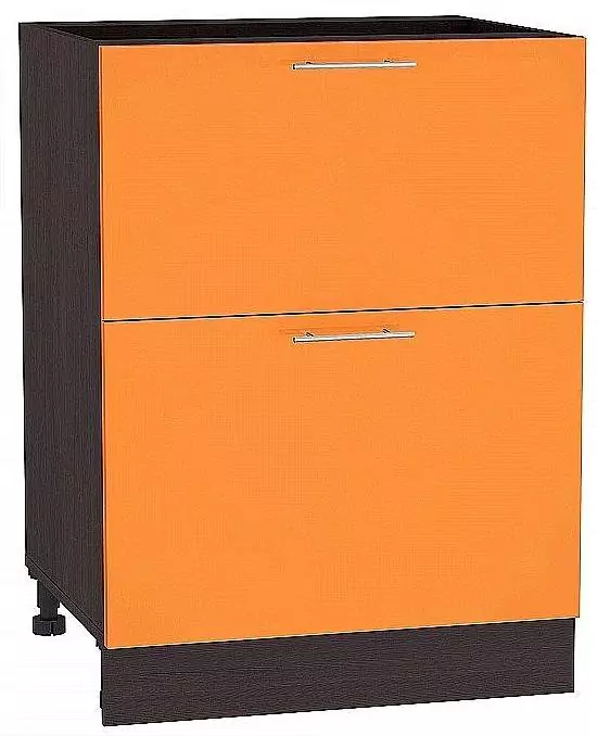 Шкаф нижний с 2-мя ящиками Валерия-М 600 Оранжевый глянец/Венге