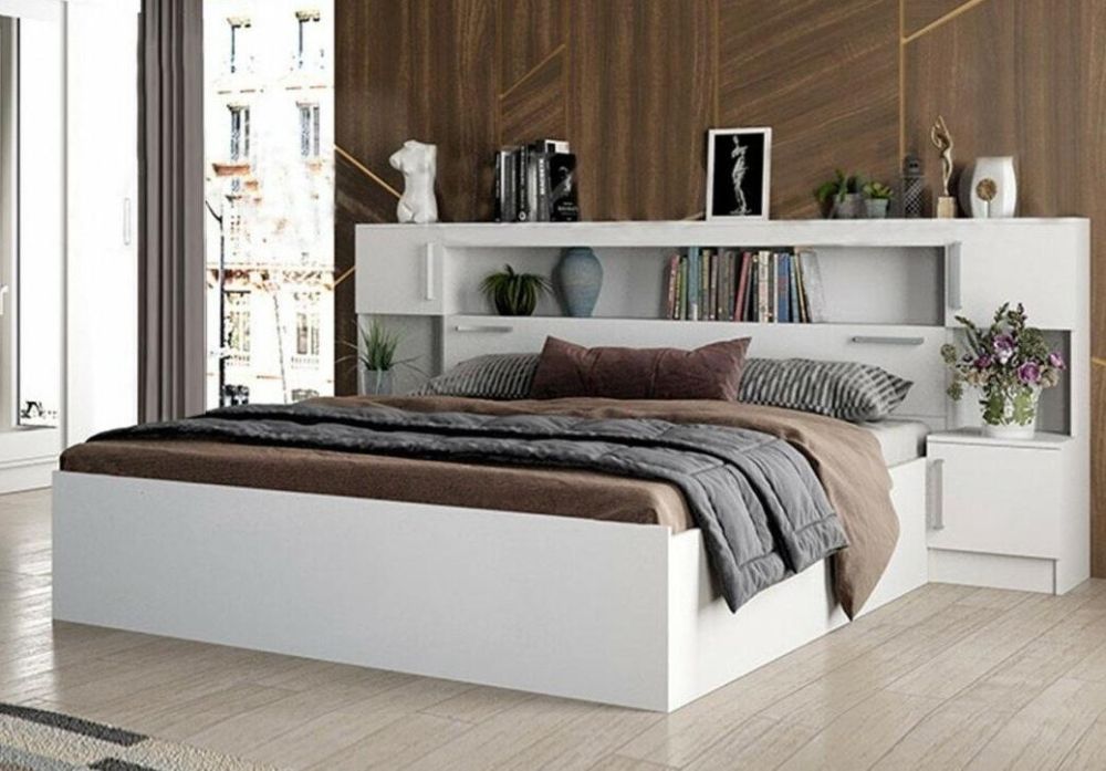 Кровать Бассо-М с надстройкой и тумбами дизайн 2