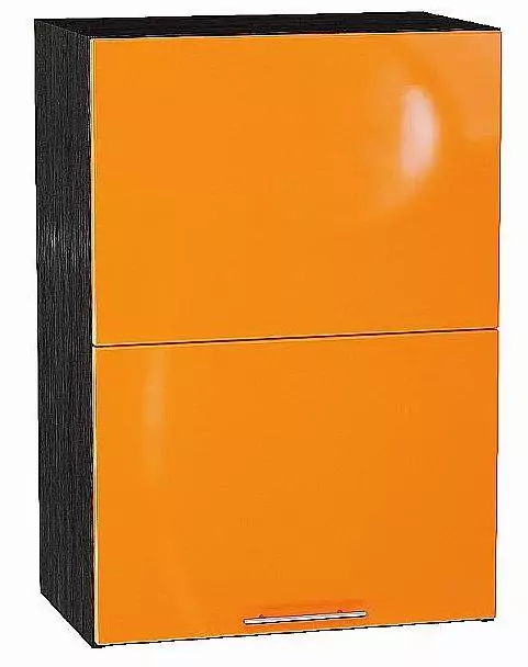 Шкаф верхний горизонтальный Валерия-М с подъемным механизмом 720х500 Оранжевый глянец/Венге