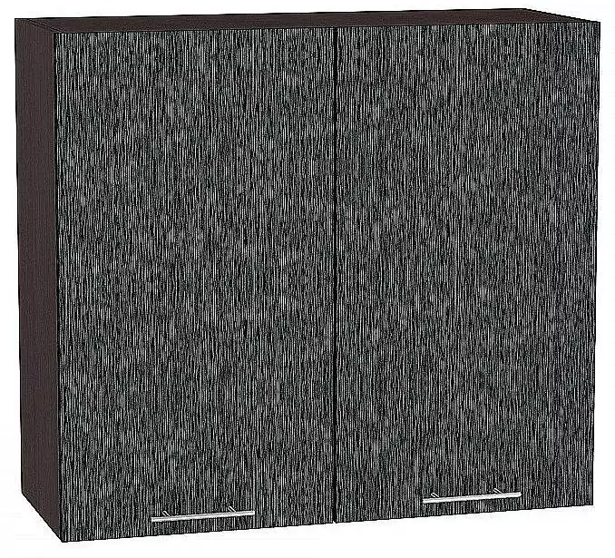 Шкаф верхний с 2-мя дверцами Валерия-М 720х800 Черный металлик дождь/Венге