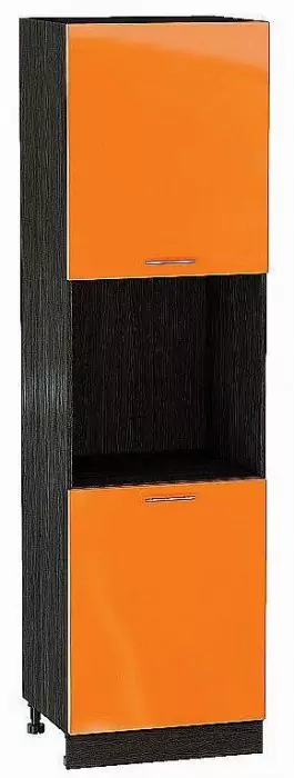 Шкаф пенал с 2-мя дверцами под технику Валерия-М 600х2140 Оранжевый глянец/Венге