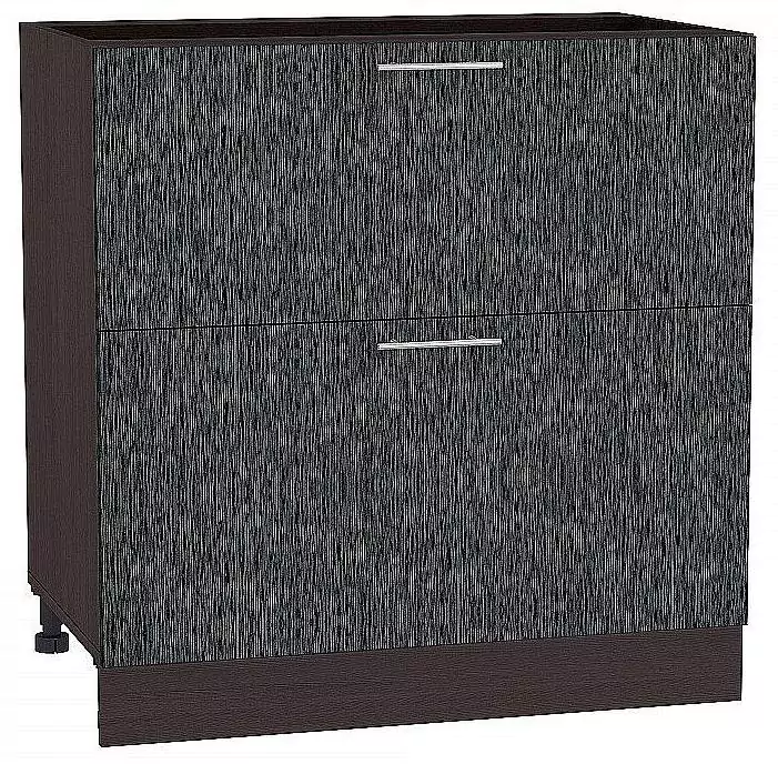 Шкаф нижний с 2-мя ящиками Валерия-М 800 Черный металлик дождь/Венге