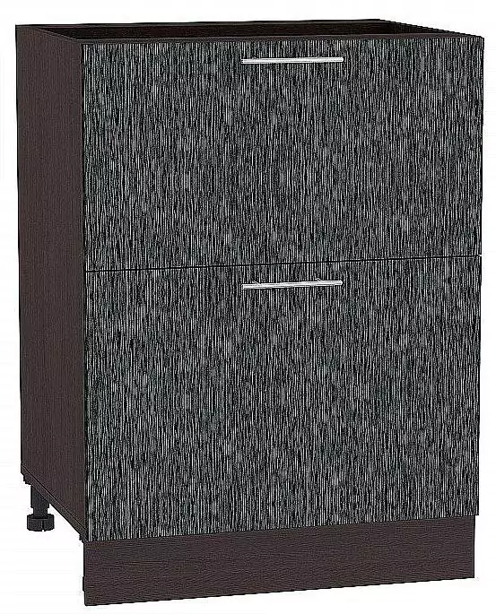 Шкаф нижний с 2-мя ящиками Валерия-М 600 Черный металлик дождь/Венге