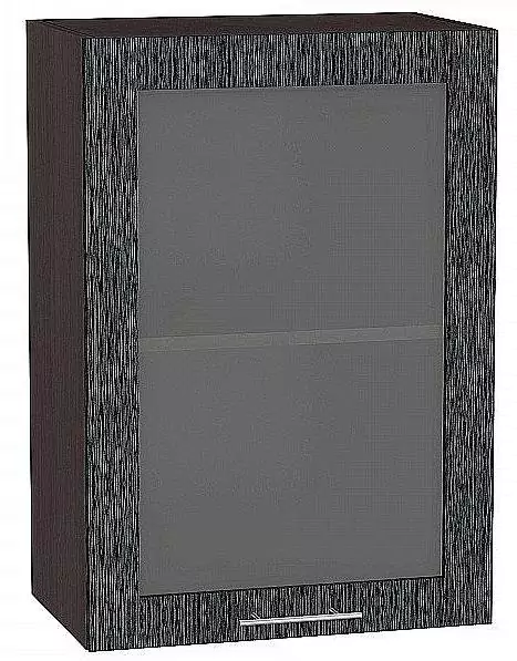 Шкаф верхний с 1-ой остекленной дверцей Валерия-М 920х500 Черный металлик дождь/Венге