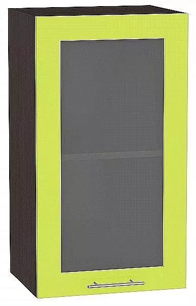 Шкаф верхний с 1-ой остекленной дверцей Валерия-М 720х400 Лайм глянец/Венге