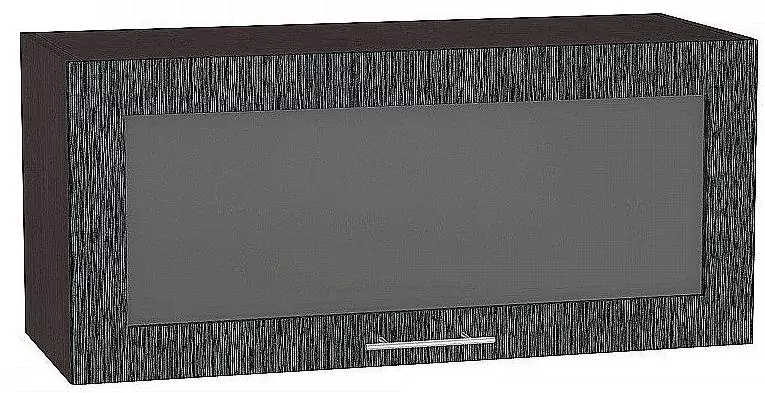 Шкаф верхний горизонтальный остекленный Валерия-М 800 Черный металлик дождь/Венге