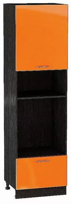 Шкаф пенал с 1-ой дверцей и ящиком под технику Валерия-М 600х2140 Оранжевый глянец/Венге