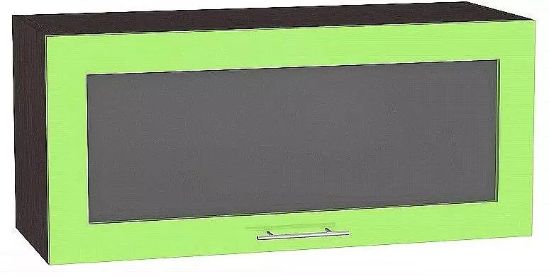 Шкаф верхний горизонтальный остекленный Валерия-М 800 Салатовый глянец/Венге