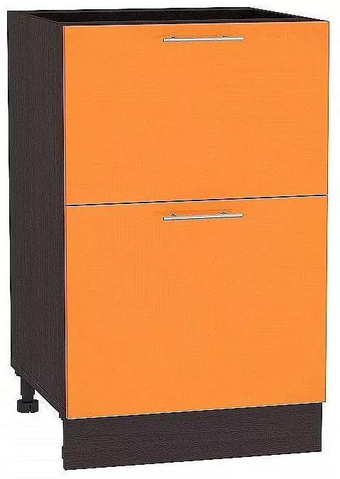 Шкаф нижний с 2-мя ящиками Валерия-М 500 Оранжевый глянец/Венге