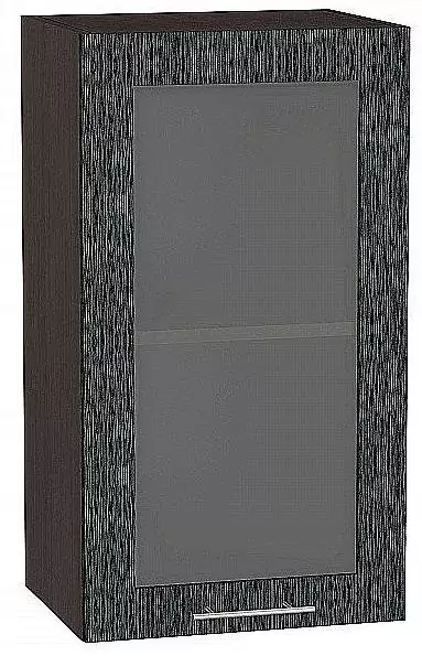 Шкаф верхний с 1-ой остекленной дверцей Валерия-М 920х400 Черный металлик дождь/Венге