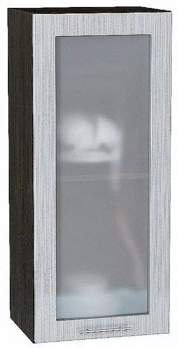 Шкаф верхний с 1-ой остекленной дверцей Валерия-М 920х400 Серый металлик дождь светлый/Венге