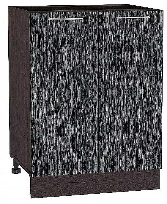 Шкаф нижний с 2-мя дверцами Валерия-М 600 Черный металлик дождь/Венге