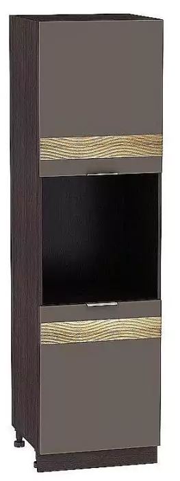 Шкаф пенал под бытовую технику с 2-мя дверцами Терра 600Н DL (для шкафов высотой 920) Смоки Софт/Венге