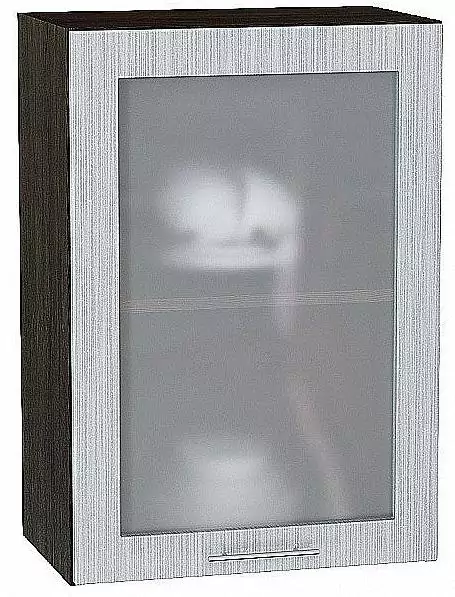Шкаф верхний с 1-ой остекленной дверцей Валерия-М 720х500 Серый металлик дождь светлый/Венге