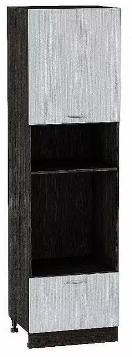 Шкаф пенал с 1-ой дверцей и ящиком под технику Валерия-М 600х2140 Серый металлик дождь светлый/Венге