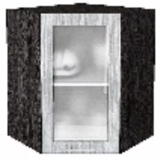 Шкаф верхний угловой остекленный Валерия-М 720 Серый металлик дождь светлый/Венге