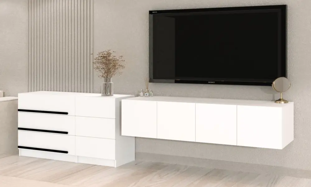 Комплект Бастион в гостиную 2.9 м, белый, дизайн 2