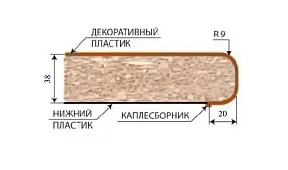Столешница 38 мм Канадский дуб 0.3 м (правая) Бежевый 