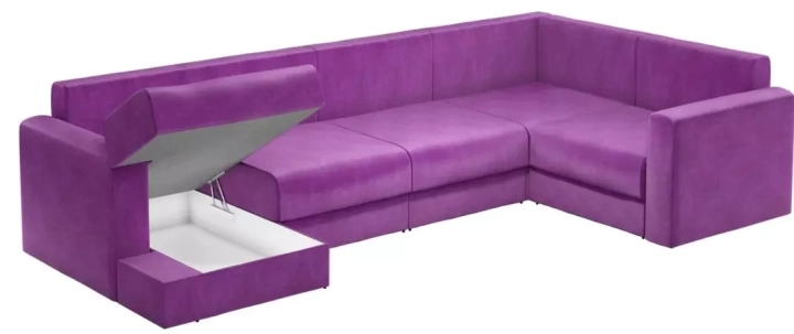 П-образный диван Мэдисон фиолетовый вельвет 1