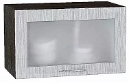 Шкаф верхний горизонтальный остекленный Валерия-М 600 Серый металлик дождь светлый/Венге