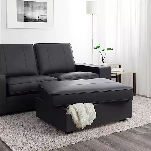 Пуф кожаный Кивик, Черный
