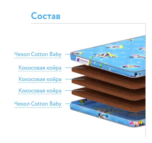 Детский Матрас Дримлайн Бэби Дрим 9, Синий