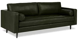 Прямой кожаный диван Жаклин 2 (Сканди) Пантограф Зеленый